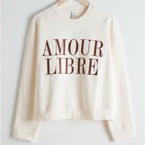 & Other Stories Embroidered Amour Libre Sweatshirt Pullover Crew Neck